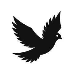 Obraz premium Black silhouette of a dove in flight on a white background