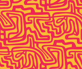 Line Doodle Seamless Pattern 42 - Tribal Glyphs