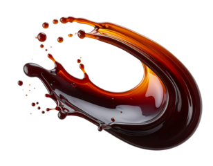 Abstract Soy Sauce Splash with Twisting Motion, Diagonal Composition, Transparent PNG