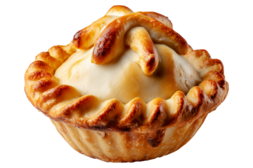 Saltenas Bolivianas baked empanadas with braided edges isolated on white transparent background, concept of South American Cuisine