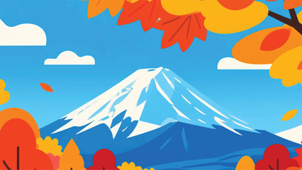 Mount Nature Fuji Illustrator Artwork Banner Background Design Template 