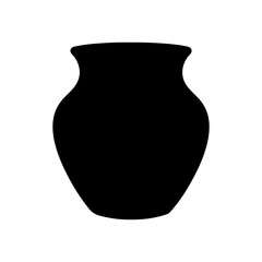 Clay pot silhouette icon vector flat illustration on white background.