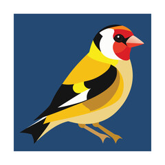 Fototapeta premium Goldfinch Bird Side View Flat Design yellow black