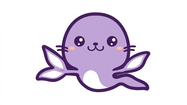 Cute purple seal illustration