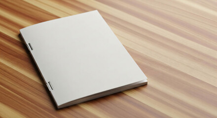 Blank White Booklet or Brochure Mockup on a Warm Wooden Texture Background Ideal for Design and Branding Presentations