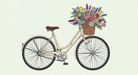 Fototapeta premium Vintage Bicycle with Flowers, Peaceful Ride.