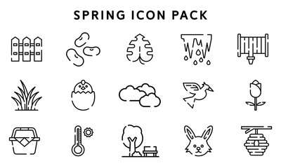 Spring Season Icon Pack Featuring Illustrations of Natural and Celebratory Elements