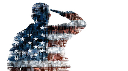 Abstract Salute Silhouette Design of American Patriotism Isolated on White Background for Veterans Day, Memorial Day, and Independence Celebration
