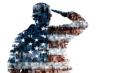 Abstract Salute Silhouette Design of American Patriotism Isolated on White Background for Veterans Day, Memorial Day, and Independence Celebration