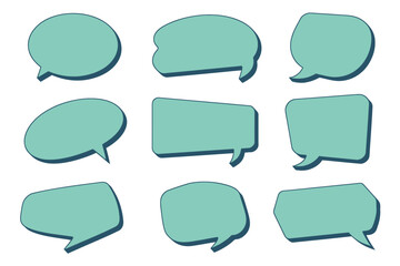 Obraz premium Set of vector teal communication bubbles for graphic designs, presentations, website elements and social media marketing