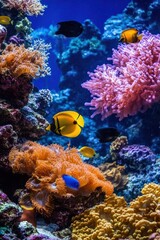 Fototapeta premium Explore the Stunning Underwater Paradise Teeming with Tropical Marine Life scene aquarium water clear