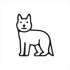 Minimalist Cat Line Art Drawing, Cat Outline Vector Illustration