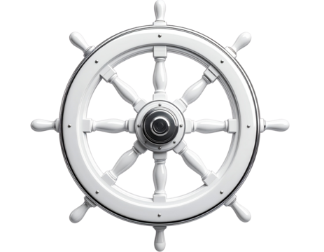 Minimalist Marine Wheel Floating in Transparent Space, Artistic PNG