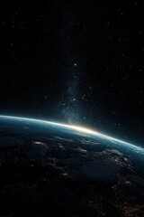 Fototapeta premium Earthrise at Dawn Space View with City Lights