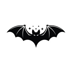 Fototapeta premium Halloween bat silhouette with stars vector illustration spooky night concept design