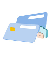 credit cards, shopping bags, coins, and secure payment icons representing e commerce, online shopping, digital wallet, and modern cashless transactions. Perfect for fintech, finance, retail