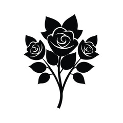 Elegant silhouette of a rose bouquet with delicate leaves perfect for romantic and floral designs