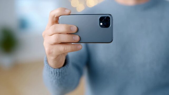 Capturing Moments: The photo captures a person's hands holding a smartphone, embodying the essence of modern technology and user-friendly design.
