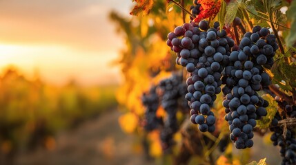 vineyard. Serene vineyard landscape with orderly grapevine rows under natural sunlight, evoking tranquility and growth. travel magazines.