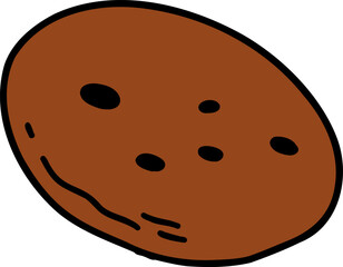 A brown potato with black speckles and a smile