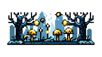 nchanted Forest 8-Bit Pixel Art Background. Mysterious Fantasy RPG Look