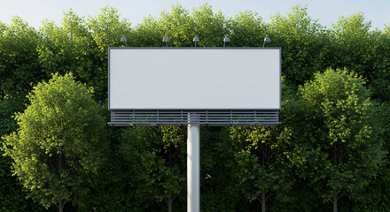 Blank Billboard in Lush Green Forest Setting Outdoor Advertising Mockup Template