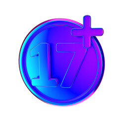 A vibrant, 3D rendered representation of the age restriction icon, 