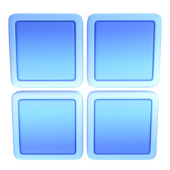 Four light blue, square, framed panels arranged in a grid pattern against a dark background.