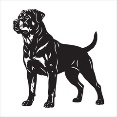 Dog silhouette standing proud, chest forward, heroic style