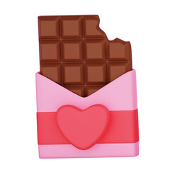 A delectable chocolate bar, wrapped in a heart-adorned pink envelope, presents a sweet and romantic gift.