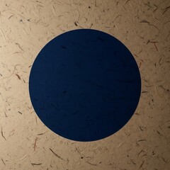 A simple yet elegant graphic of a blue circle on a warm, beige, wabi-sabi style textured canvas, a versatile template with copy space for a presentation slide or a social media post