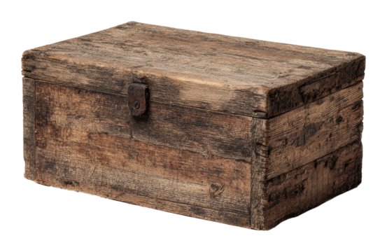 Wooden treasure chest vintage style home natural light isolated on transparent background