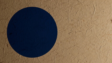 A contemporary art piece with a single indigo circle on a rough, kraft paper-like texture, a sophisticated backdrop for a product package design or a minimalist event invitation