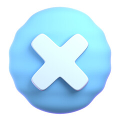 Obraz premium A light-blue, cartoonish, 3D rendered rejection symbol.