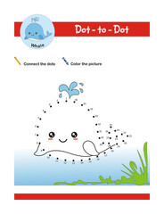Dot to dot activity worksheet for preschool kids. Activity of learning numbers from 1 to 36 and pen control. Vector Illustration. Dot to dot educational game and Coloring book