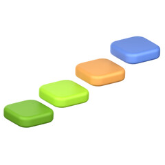 A series of escalating, colorful, square, 3D shapes progress upward against a black backdrop.