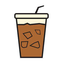 Iced Coffee Illustration with Straw