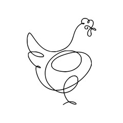 Charming single line drawing of a hen, evoking simplicity, nature, and farm life for modern designs