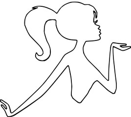 Elegant silhouette of a woman with flowing hair blowing a kiss with grace and charm, perfect for fashion and beauty campaigns