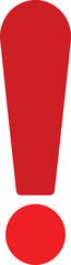 red exclamation mark icon isolated on white background, flat vector symbol for alert, warning, error or attention sign