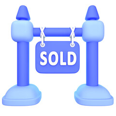 A vibrant, cartoon-style depiction of a sold real estate sign, displayed against a striking black backdrop.
