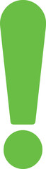 green exclamation mark icon isolated on white background, flat vector symbol for alert, warning, notice or attention