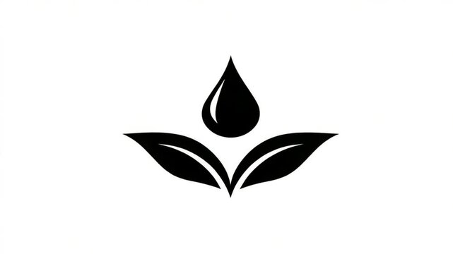 Simple black water drop and leaf design