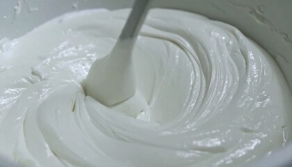 Mixing Whipped Cream in a Bowl.