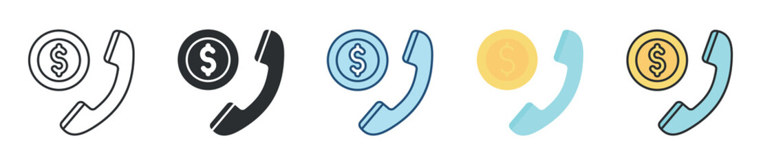 Business Call  Icon Set Multiple Style Collection