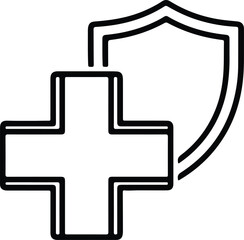 Obraz premium Vector medical cross symbol combined with shield silhouette design