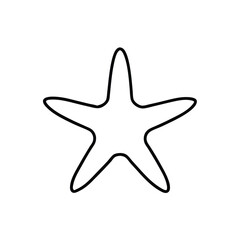 Minimalist clean outline of a starfish silhouette perfect for marine or beach themes