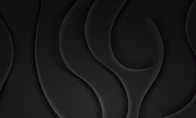 Premium black abstract background with vertical waves and fine lines texture. Modern design for technology, automotive, and luxury products