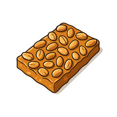 Golden Peanut Brittle Bar Illustration With Crunchy Nuts And Sweet Caramel, Delicious Snack Treat