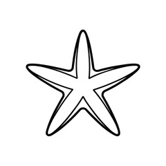 Minimalist clean outline of a starfish in a simple silhouette style perfect for marine themes